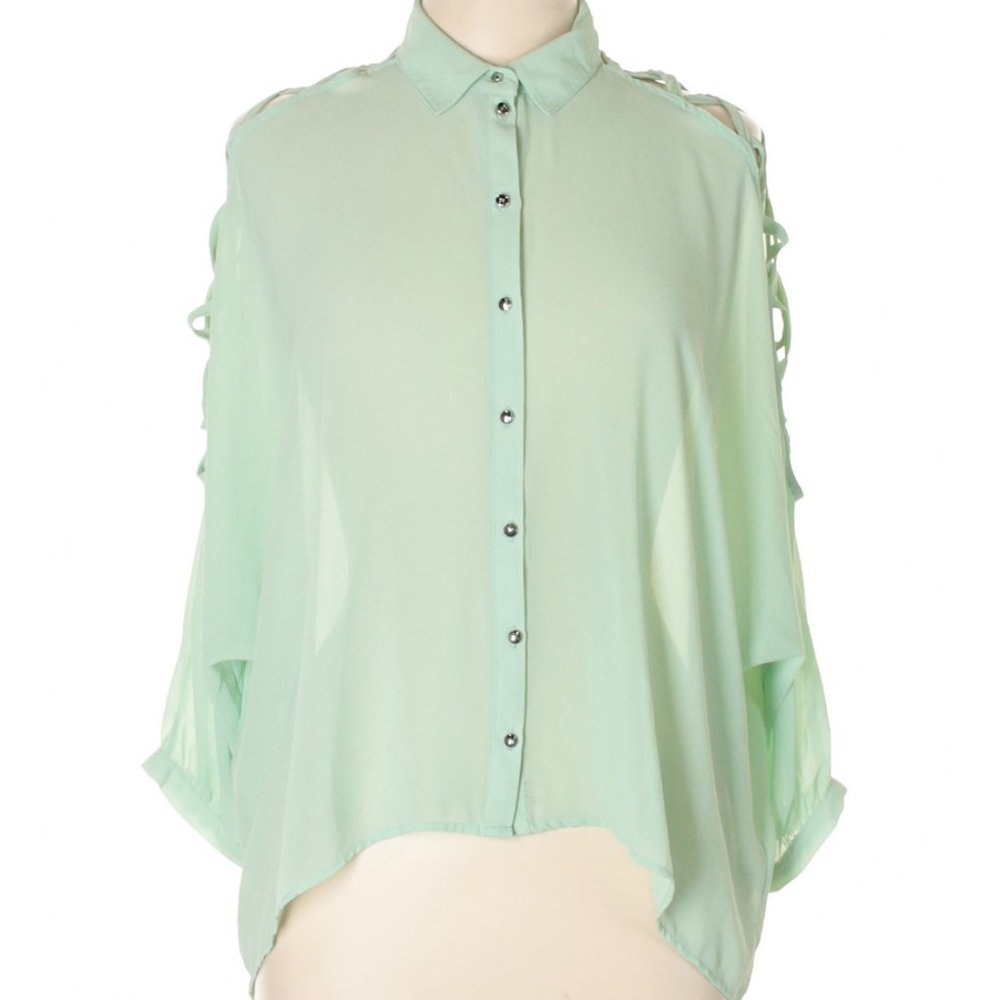 NWOT Pale Green 3/4 Sleeve Blouse Size 10 MED